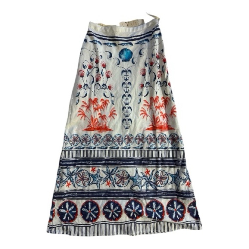 FARM Rio Linen Blend Midi Skirt NWT SIZE XXS